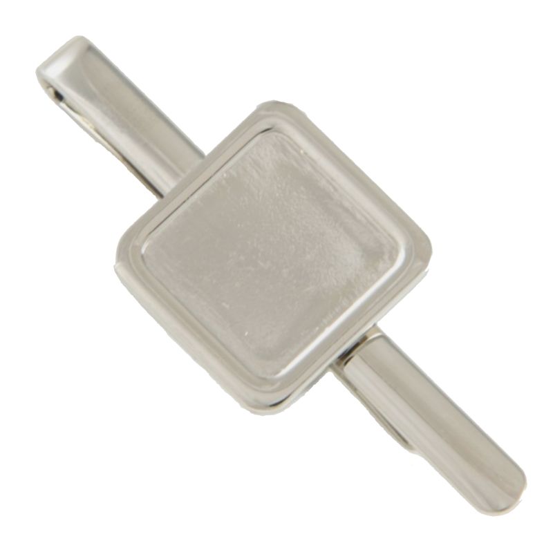 Tie Slide Blank 16mm Square Silver and print dome